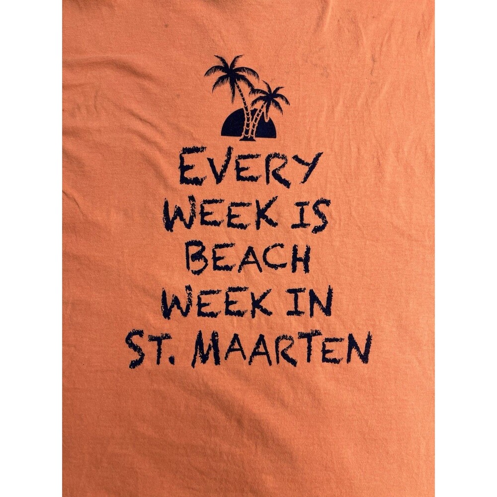 Vintage St Maarten Beach Tshirt Size Large Orange US - Picture 6 of 9